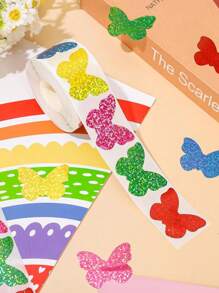 1000 piezas/500 piezas Rollo de pegatinas con flores láser de 4 estaciones para niños - 8 pegatinas autoadhesivas con formas de flores de colores, con patrones de paletas de hielo y rosas, de material PET, muy adecuadas para sobres, diarios, decoración de cumpleaños, bodas y fiestas, etiquetas adhesivas con diseños de dibujos animados láser, etiquetas decorativas para papelería de oficina, pegatinas de sellado