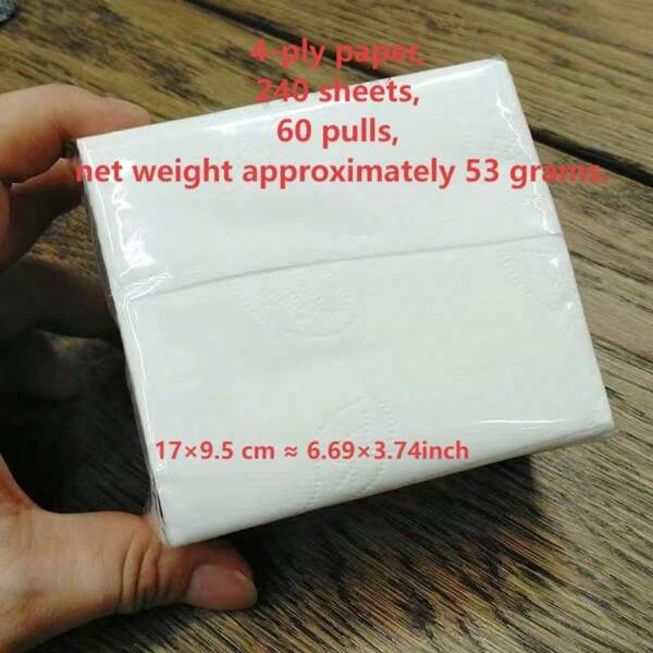 240 Stück 60-Blatt hochwertige 4-lagige Taschentücher, weich, trocken & nass verwendbar, nicht klebrig, fusselarm, für Restaurant & Hotel Nutzung