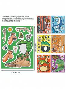 8PCS Make A Face Tung Tung Tung Sahur Cartoon Doodle Stickers Abstract Style Fit Laptop Decorative Stickers, Tanning Stickers, Room Decorative Headphones, Car Stickers Gift Decorative, Office Decorative Guitar Laptop Luggage DIY Handwritten Book Decorative Stickers