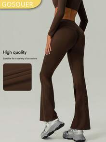 GOSOUER Pantalones deportivos acampanados para mujer de ajuste ceñido, que levantan las caderas, para yoga, verano y primavera