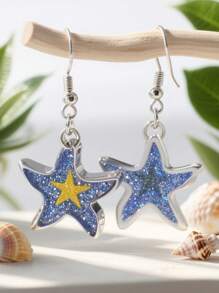 1 par de brincos pendentes de resina com design personalizado de estrela do mar para mulheres, perfeitos para cerimônias de formatura, ocasiões especiais, presente para casais