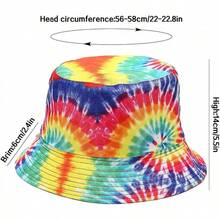 Reversible Bucket Hat For Women, Cute Beach Fisherman Style - Tie Dye Multicolored - View 2