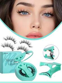 1 对磁性睫毛漫画睫毛猫眼睫毛磁性睫毛带涂抹器自然外观可重复使用无需胶水易于粘贴和去除尖刺假睫毛纤细（闪光）条状睫毛、睫毛、睫毛、假睫毛 - 眼尾拉長款 - 查看 11