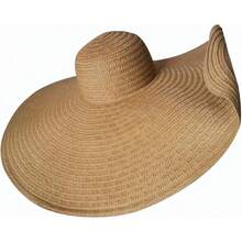 Oversized Beach Straw Hats For Women Extra Large Wide Brim Beach Hat Foldable Roll Up Floppy Sun Hat - 黑色 - 查看 11