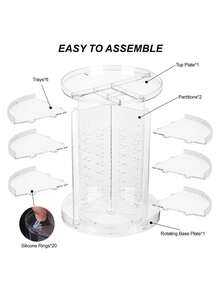 1 Piece 360° Rotating Large Capacity Makeup Organizer, Ultimate Skin Care And Cosmetic Display Case With Brush Holder And Perfume Tray, Multi-Functional Swivel Shelf Perfect For Holiday Gifting, Vanity And Bathroom Countertop Organization, Ideal For Christmas, Thanksgiving, New Year, And Valentine's Day, Enhance Your Beauty Routine With Stylish And Practical Storage Solutions - Clear - View 9