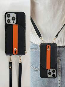 1pc Large Capacity Zipper Wallet Phone Case, Quilted Dual-Tone Half-Circle Leather Card Holder Phone Case With Detachable Shoulder Strap, Suitable For IPhone 16, 15, 14, 13, 12, 11 Pro Max, Women Holiday Travel Protective Cover With Stand Function