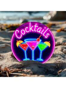 1pc 2D Flat Non-Illuminated Multicolor Neon Wall Art Theme 2D Circular Metal Signage, Suitable For Indoor And Outdoor Use, Metal Decoration, Easy To Hange, Waterproof, Fade Resistant, Heat & Cold Resistant, Perfect For Home, Garden, Bar, Cafe, Gym, Garage, Toilet, Mural. , Perfect For Room Decoration. Classics, Decorations, Gifts.