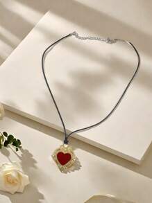 1 pieza Collar con colgante de cerradura de corazón y cadena, estilo vintage europeo de estilo real, adecuado para vestidos de fiesta, eventos formales y reuniones festivas