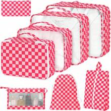 7-teiliges Polyester Reise-Aufbewahrungstascheset, minimalistischer Slogan-Grafik Gepäckpackorganisator für Reisezubehör, Herbstdekor für Zuhause, Reiseaufbewahrungstasche, Makeup-Tasche, Kosmetiktasche, Reise-Organizer, Makeup-Organizer mit großem Fassungsvermögen, Makeup-Koffer, für Lippenstifte, Pinsel, Hautpflege, Handy, Münzen, Kleinteile, für Zuhause, Geschenke, Urlaub und Feste wie Halloween, Weihnachten, multifunktional, Boho-Vibes
