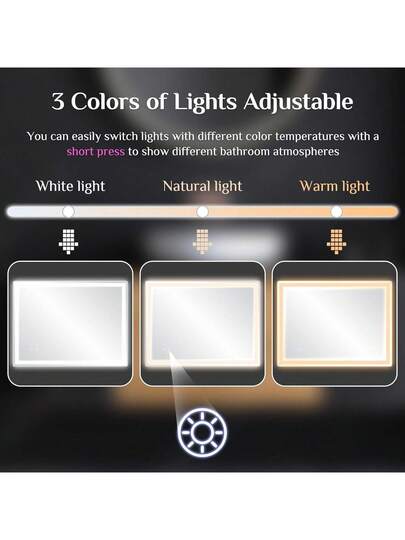 Bathroom Spiegel Lighting, LED Verlichting s, Dimmable, Tempered Glass Explosion Proof, Touch Switch, Memory Function, Fog Free, view 3