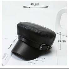 1 件女士金属腰带扣皮帽，返校季 - 黑色 - 查看 7