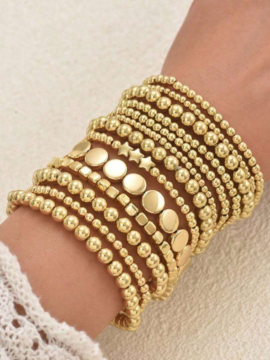 13/7pcs Minimalist Creative Elegant Multi-Function Beaded Bracelet Set, Suitable For Casual, Commute, Vacation, Date, Daily Wear Accessories