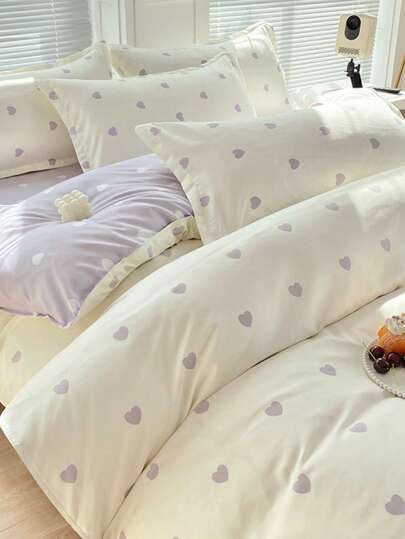 4pcs (1pc Duvet Cover + 1pc Bed Sheet + 2pcs Pillowcases) Flannel Bedding Set, Suitable For Student Dormitory Bunk Beds, All Seasons, Skin-Friendly, Can Be Used Naked, Suitable For Doll House, Nursery, Children's Room, Nap Time, Babies, Kids, Caregivers, 360-Degree Non-Slip, No Optical Brighteners