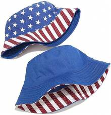 Reversible Bucket Hat For Women, Cute Beach Fisherman Style - American Flag - View 5