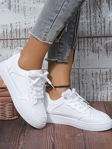 一双青少年小白鞋春夏秋季新款运动跑步鞋休闲百搭鞋防滑平底鞋板鞋户外运动度假旅游鞋 - 白色 - 查看 4