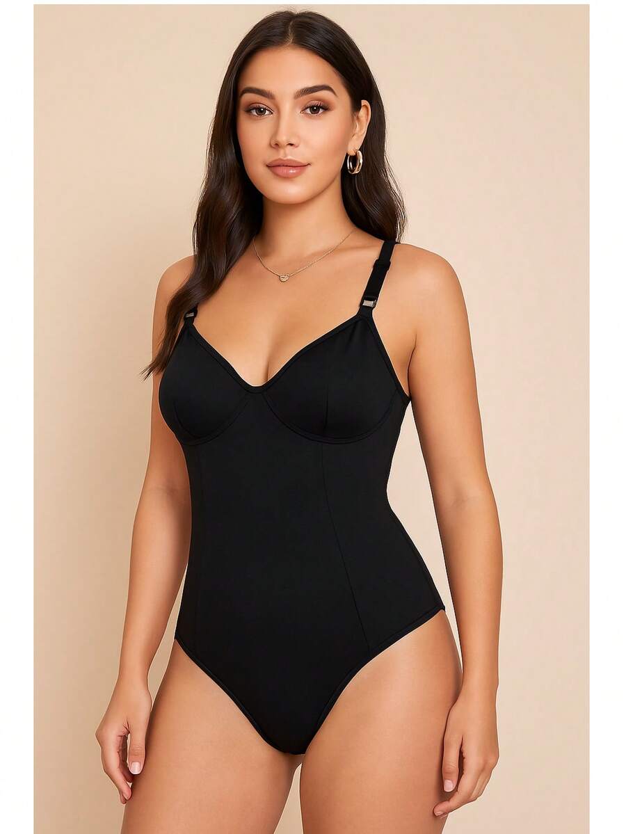 Body Modelador Feminino Adulto Sem Bojo Sem Aro Feminina Alça Reforçada Regulagem Metal Suplex com Fundo de Algodão