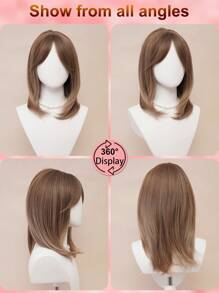 XYUNMI Sweet Elegant Brown Long Straight Wig 20 Inch With Bangs Layered Collarbone Hair Lightweight Breathable Women's Heat Resistant Synthetic Wig Suitable For Daily Wear, Dating And Photoshoot Cosplay Festival Use