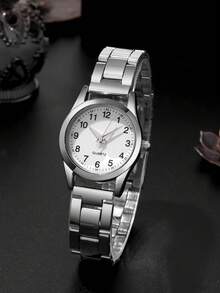 1PC Women's Minimalist Quartz Watch, Fashionable And Minimalist Circular Digital Scale Alloy Steel Strip Watch, Suitable For Daily And Holiday Wear, The Best Gift For Women. - Silver - View 10