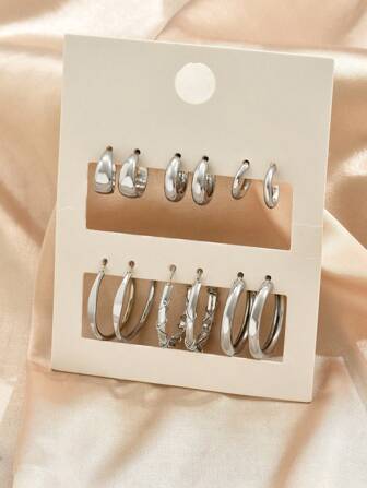 12pcs Classic C-Shape Earring Set, Fashion & Versatile