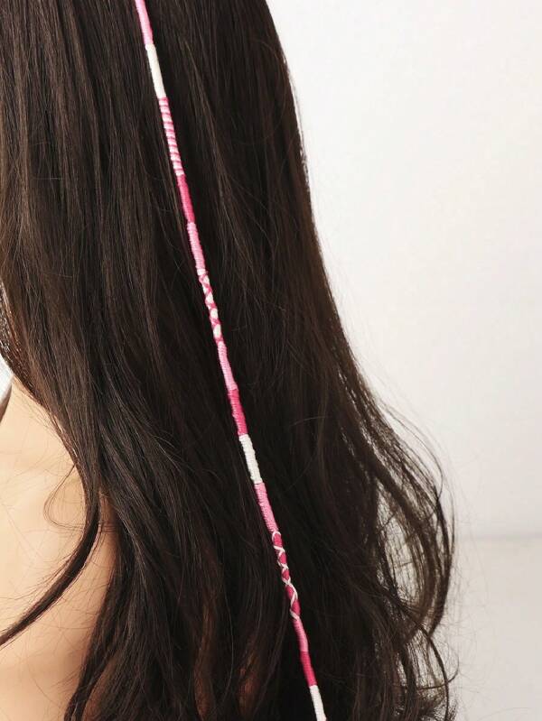 1 peça de corrente de grampo de cabelo feminino, corda de cabelo trançada colorida, trança falsa feita à mão, acessório de cabelo para decoração, pulseira de corrente, adequada para praia de verão, festivais, festas, viagens, fotografia