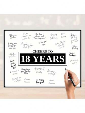 Black 18th Birthday Decorations For Boys Or Girls, Signing Board Guest Book, Funny Birthday Gifts, Sign In Poster For Anniversary, Retirement Decor (Unframed)
