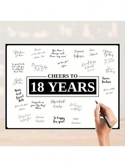 Czarne 18. urodziny dekoracje dla chłopców lub dziewcząt, tablica do podpisywania gości księga, zabawne prezenty urodzinowe, plakat do podpisania na rocznicę, dekoracje emerytalne (bez ramki)
