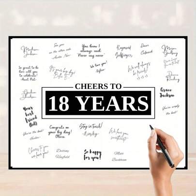 Black 18th Birthday Decorations For Boys Or Girls, Signing Board Guest Book, Funny Birthday Gifts, Sign In Poster For Anniversary, Retirement Decor (Unframed)