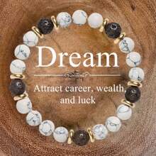 1pc Versatile Personalized Random Color Money Protection Confidence Healing Sleep Natural Stone Mix Bracelet, For Women/Men, Family Bracelet, Agate Bead Bracelet, Couples Gift, Romantic Intention, Beaded Bracelet