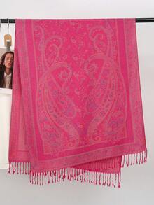 1件女士波西米亚风流苏提花围巾，佩斯利花纹披肩，羊绒石纹图案穆斯林头巾，值得赠送，适合所有季节日常外出穿着。 - T155 - 查看 18