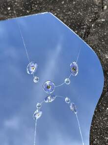 1 chiếc vòng cổ hoa khô giả hình giọt nước tối giản thời trang, phù hợp cho phụ nữ trong mọi dịp - Màu xanh lam - Xem 4