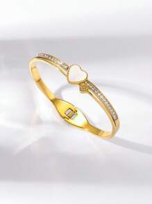Novo Bracelete de Aço Inoxidável Decorado com Pedras de Zircônia, Simples e da Moda, Presente Perfeito