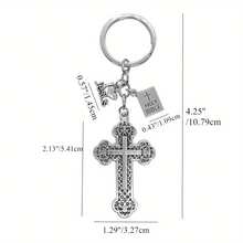 I Love Jesus Gothic Cross Design Keychain, Bag Pendant - Multicolor - View 4