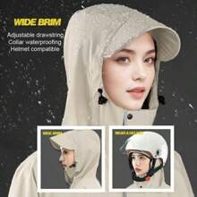 1 szt. Unisex Grubszy Wysokiej Jakości Płaszcz Przeciwdeszczowy Z Kapturem, Regulowany Sznurek Ściągający, Nadaje Się Do Jazdy Motocyklem/Rowerem, Do Użytku Na Zewnątrz