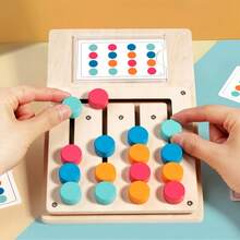 12pcs Double-Sided Cards / 24 Different Question Types / 1 Set Of Wooden Colour Matching Puzzles / Montessori Toys / Suitable For Children Over 3 Years Old / Brain Teaser & Psychological Challenge Game / Learning Tools / Suitable For Boys & Girls Development / Ideal For Family Game - Color Matching Toys - View 6