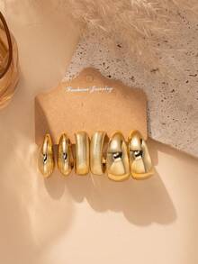 6-18 件几何纹理环状水滴金色优雅波西米亚耳环，适合送给家人和朋友的礼物，节日礼物（带纸卡包装）