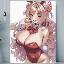 1pc Framed Anime Bunny Girl Canvas Wall Art Poster,  Print Painting For Living Room Or Bedroom Decor, Ideal Christmas Gift And Holiday Ornament, Living Room Artwork|Vibrant Canvas Print|Bold Color Illustration, Kawaii Room Decor