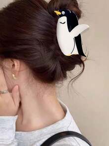 1 件装可爱企鹅发夹时尚多色醋酸纤维发夹发饰女士时尚发夹女式爪夹 - 彩色 - 查看 1