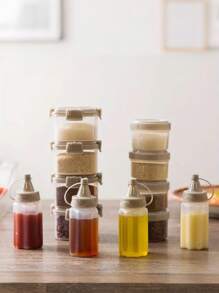 1/4 Stücke Gewürzdosierflasche Haushalt, transparente Sauce Flasche, Quetschflasche, geeignet für Büro, Lunchbox, Picknick, Öl, Sojasoße, Honig, Salat, Gewürz Flasche, Outdoor Grillen Gewürz Flasche, Küchen Gewürz Glas, Küchen Zubehör