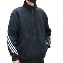 Adidas NEO 男士针织立领夹克多功能运动外套 - 黑色 - 查看 5