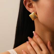 2 pares de Pendientes cuadrados de moda a rayas, joyería de calidad para las oídos de las mujeres