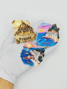 1 件法国尼斯海岸、诺曼底圣米歇尔山冰箱贴，创意可爱家居装饰冰箱贴，厨房、房间装饰 - 彩色 - 查看 1