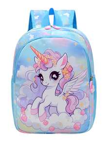 1件装独角兽卡通印花背包幼儿园背包超轻男女生书包一年级书包可爱卡通独角兽图案，可调节肩带，马卡龙色，适合男生女生日常上学，上学必备物品 - 獨角獸雙肩包 - 查看 11