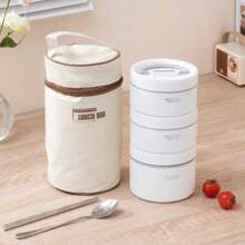 Cutie de prânz Bento din oțel inoxidabil cu 4 straturi, capacitate mare, cu capac și geantă, recipient încălzitor potrivit pentru cuptorul cu microunde, 1 set cutie de prânz termică reutilizabilă, etanșă, pentru adulți/studenți/angajați la birou/picnicuri și camping, potrivită pentru supă/mâncare/fructe