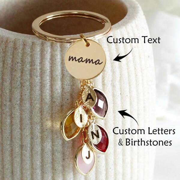 Chaveiro personalizado para mamãe, chaveiro personalizado com pedra de nascimento, presente para o dia das mães, presente de aniversário para mãe, chaveiro para árvore genealógica, presente para avó