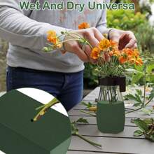 1pc Green Floral Foam, Rectangular Shaped Floral Craft Base, Suitable For Wedding Floral Decor Accessories
