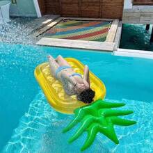 1pc Inflatable Pineapple Design Float, Adult Water Seat, Vacation Photo Prop, Large Watermelon Swimming Ring Floating Bed Chair, Suitable For Vacation And Water Leisure, Beach Essentials, Beach Accessories, Pool Float - Multicolor - View 3