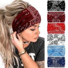 Tobeffect Knotted Headbands For Women African Boho Paisley Printed Bandanas Wide Hairband Head Bands For Women's Hair Thick Large Head Wraps Turbans Hair Accessories