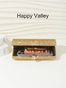 1pc Sparkling Rhinestone Women's Evening Clutch Bag, Elegant & Exquisite Rhinestone Alluring Handbag With Metal Chain, Suitable For Party, Romantic Wedding, Prom, Banquet, Birthday Gift, Valentine's Day Gift.