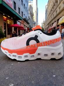 tenis bicolor naranja blanco on suspension confort fasion clou agujeros moda runner en caja - Naranja Quemada - Ver 8