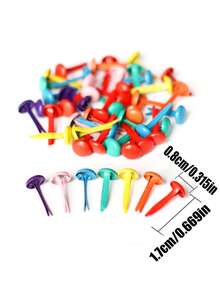 100pcs Mini Assorted Color Paper Fasteners, Round Head Metal Clips For Crafts, DIY Projects, Card Making, Handmade Supplies, Back To School - Multicolor - View 4
